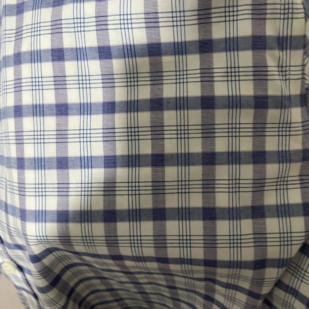 J. Crew Blue and White Plaid Men's Dress Shirt